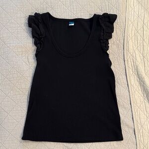 Old Navy Elegant Black Ruffle Tank Top